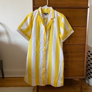 NWT J. Crew Allegria Yellow and White Striped Shirt Dress Women’s Small